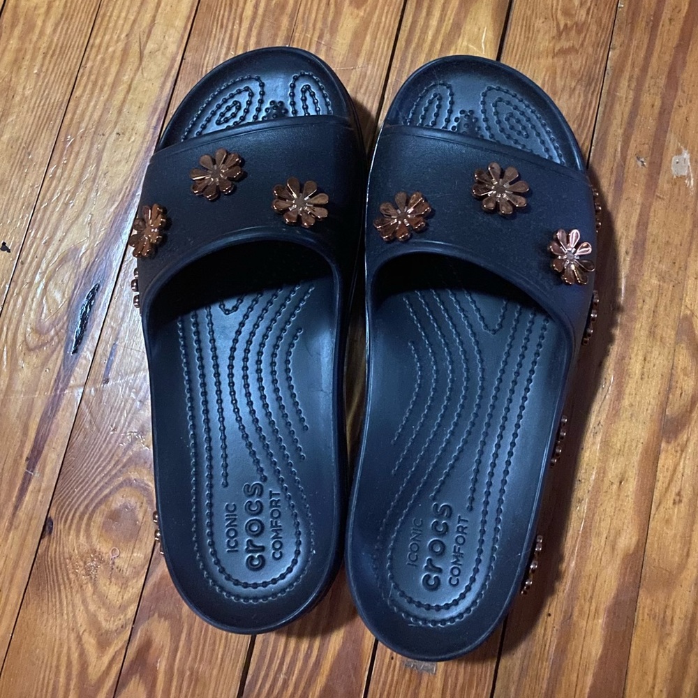 Platform croc sandals